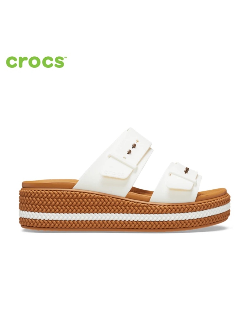 NEW CROCS BROOKLYN WOVEN BUCKLE SANDAL 209978-0WV Chalk WHITE